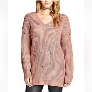 Distressed Long Knit Sweater
